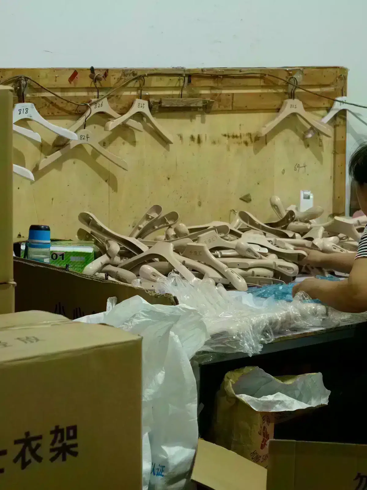 Finished hangers sorted by order and packed for shipment at Fanan Display