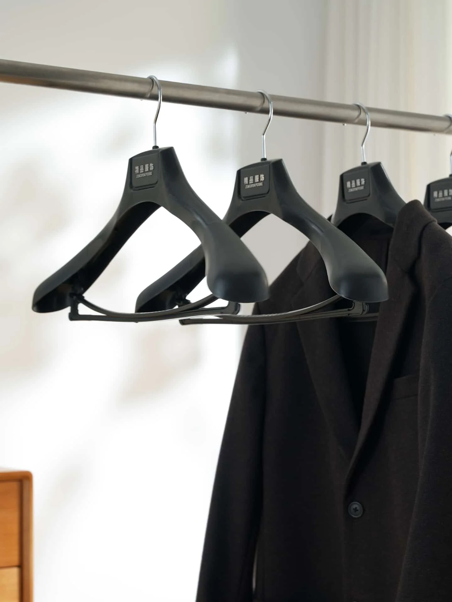 Black Plastic Boutique Hangers for Suit Display